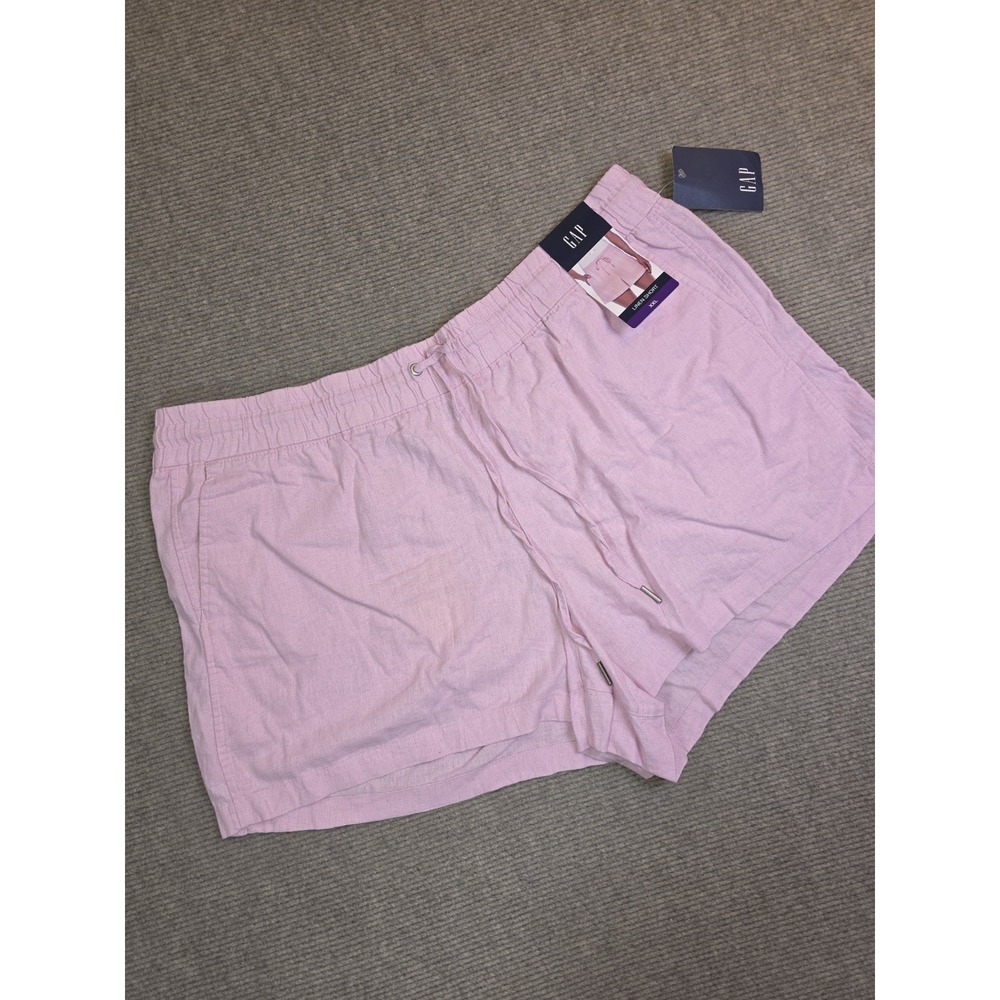 Gap Womens Linen Pull On Shorts Pink Linen Blend Relaxed Pockets Plus Size XXL